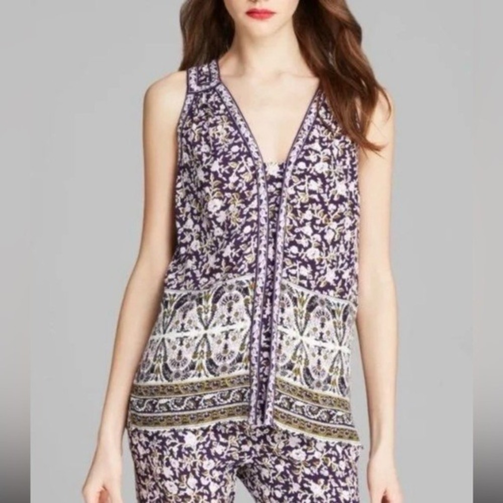EUC Rebecca Taylor Floral V Neck Sleeveless Blouse Women's 8 Tank‎